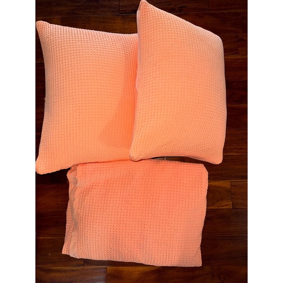 Bedsure Other - BedSure Waffle Knit Queen Duvet and Pillows Set‎ Coral Peach Cozy Soft